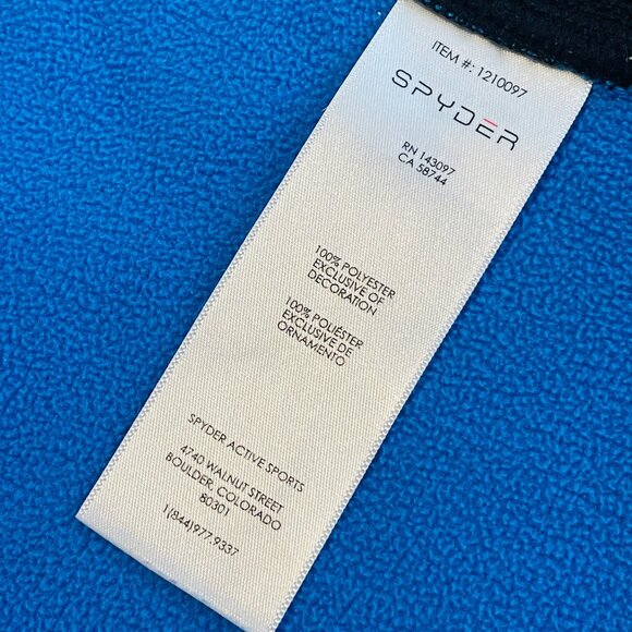 Spyder Youth Full-Zip Blue Jacket L 14/16 Black Panels Polyester W Neon Yellow - Picture 5 of 10